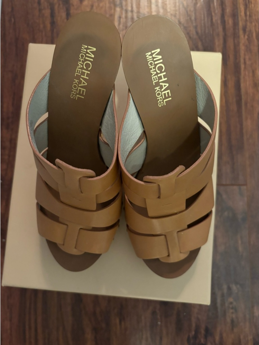 Michael Kors Tan Leather Slide Mules